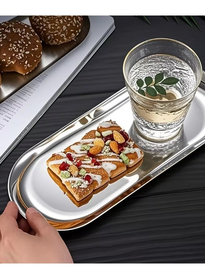 Super ZYouth 5pcs Stainless Steel Tray Set, Dessert Plate, BBQ Plate, Jewelry Display Plate, Reusable, Dishwasher Safe, Suitable for Outdoor Picnics, Family Gatherings, Home Kitchen, Tableware Accessories - Image 4